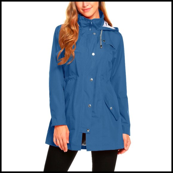 Lightweight Waterproof Hooded Rain Jacket Windproof Packable Outdoor Active